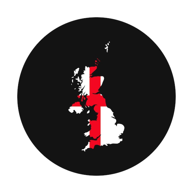 Силуэт карты англии с флагом на черном фоне