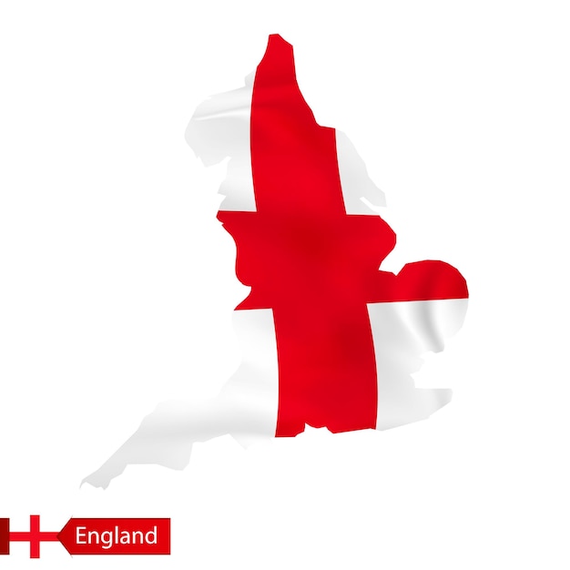 Карта Англии с развевающимся флагом страны