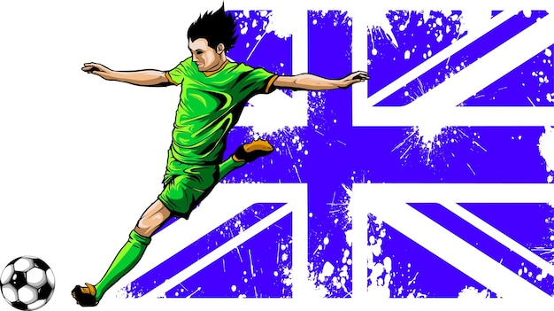 England soccer player with flag background