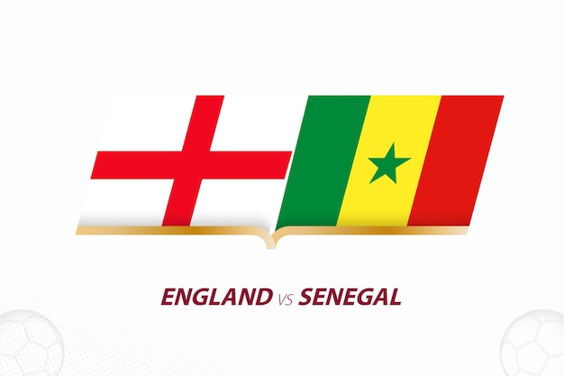 England vs Senegal in Football Competition Round of 16 Versus icon on Football background