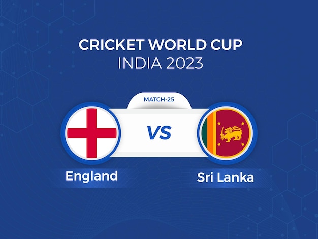 England vs Sri Lanka 2023 cricket world cup with schedule broadcast template design