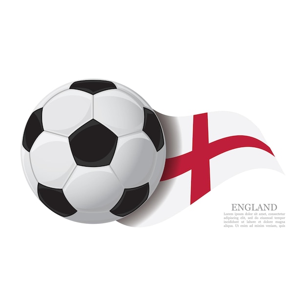 サッカーボールで旗を振るイングランドサッカーチームのサポートコンセプト