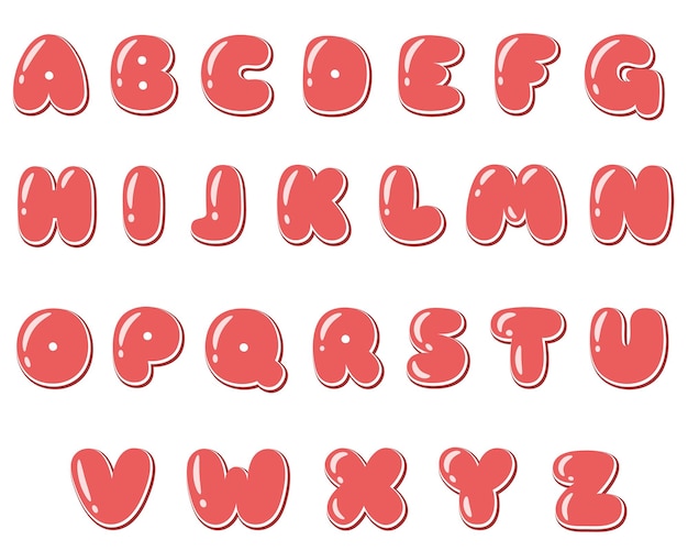 Vector english alphabet all letter cute red theme drawing