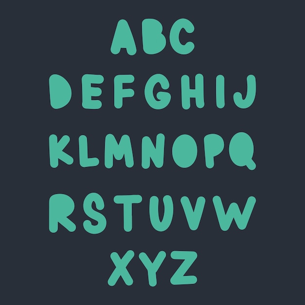 Английский алфавит, выделенный жирным шрифтом на черном фоне для печати и обучениявекторная иллюстрация