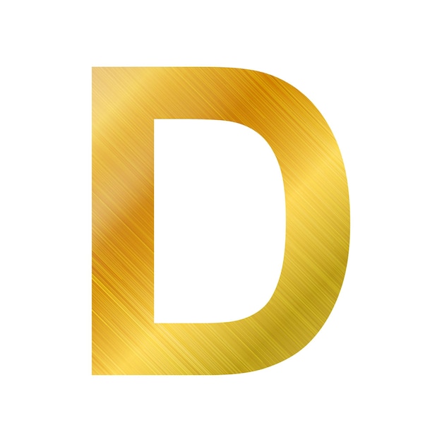 English alphabet gold texture letter D on white background Vector