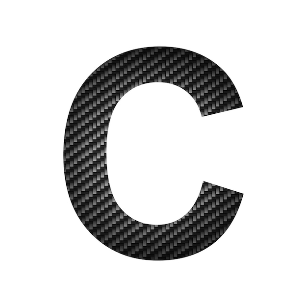 English alphabet letter C carbon dark texture on white background Vector