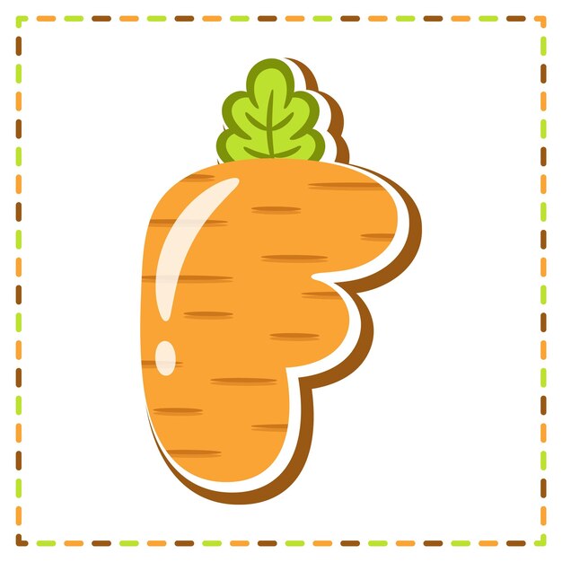 English Alphabet letter F cute carrot theme drawing