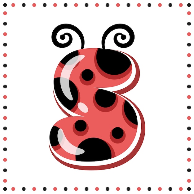 English Alphabet letter S cute ladybug theme drawing