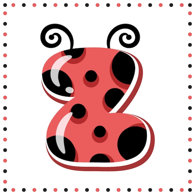 English Alphabet letter Z cute ladybug theme drawing