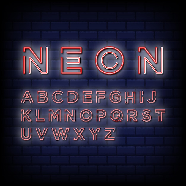 English alphabet neon signs style text vector. Alphabet A to Z vector