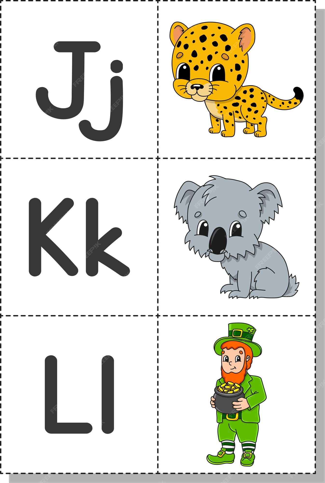 Premium Vector | English alphabet with cartoon characters. flash cards.