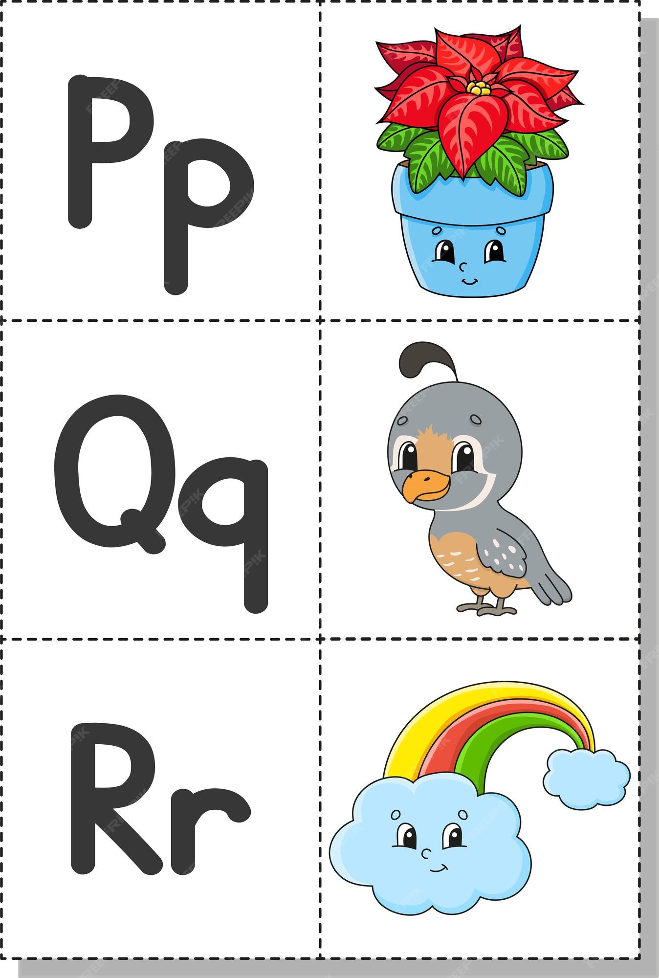 Premium Vector | English alphabet with cartoon characters. flash cards. Premium Vector | English alphabet with cartoon characters. flash cards.