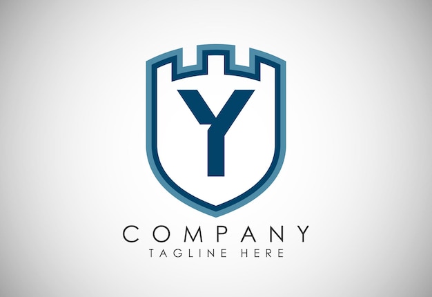Английский алфавит Y с дизайном логотипа замка. Символ векторного графического алфавита для корпоративного бизнеса.
