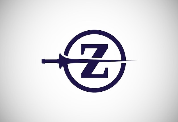 Vector english alphabet z with spear lance creative spear logo design template vector illustration