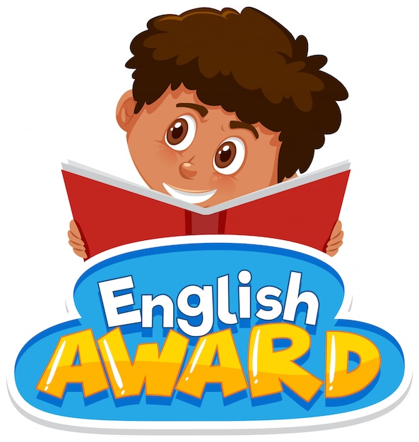 Premio inglese con libro di lettura ragazzo felice