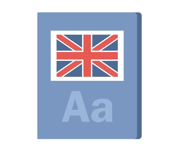 Vector english book icon. learn foreign language. textbook with flag of england. education concept. vector