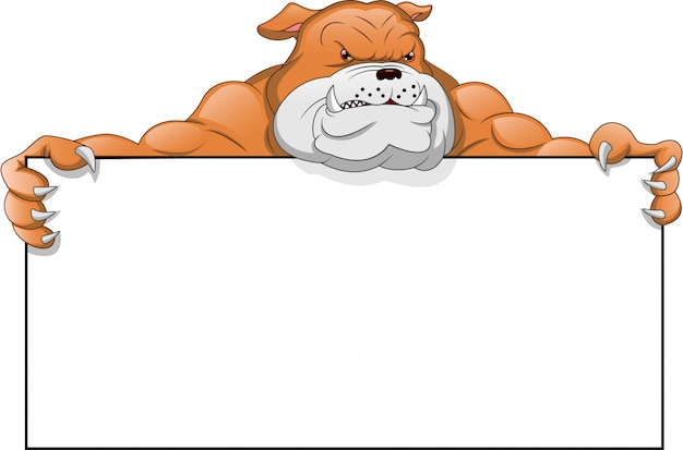 English bulldog cartoon and blank sign