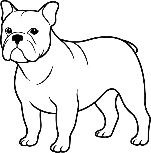 Vettore bulldog inglese contorno disegno linea grafica logo iconico clipart isolato