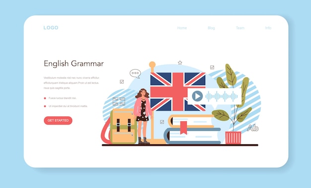 English class web banner or landing page. Study foreign languages