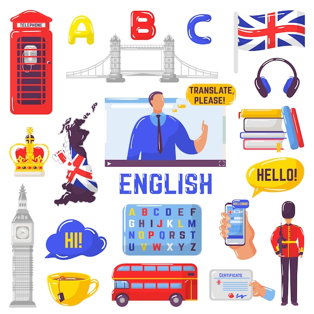 Vector english elements set