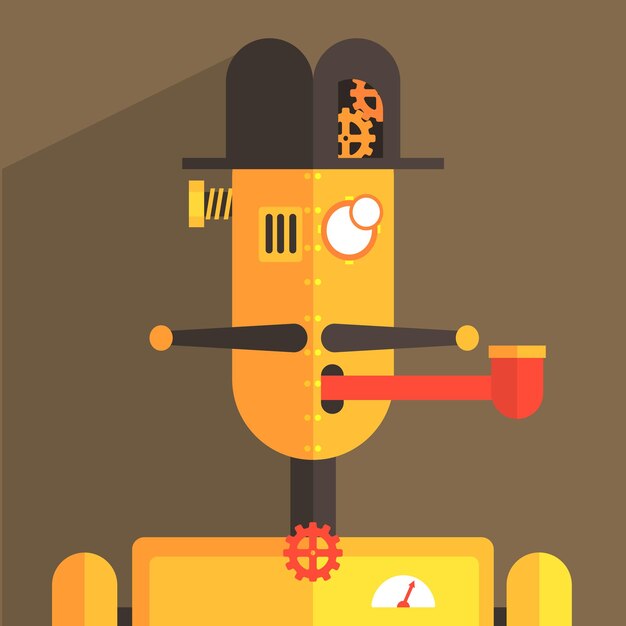 Premium Vector | English gentleman robot character Premium Vector | English gentleman robot character