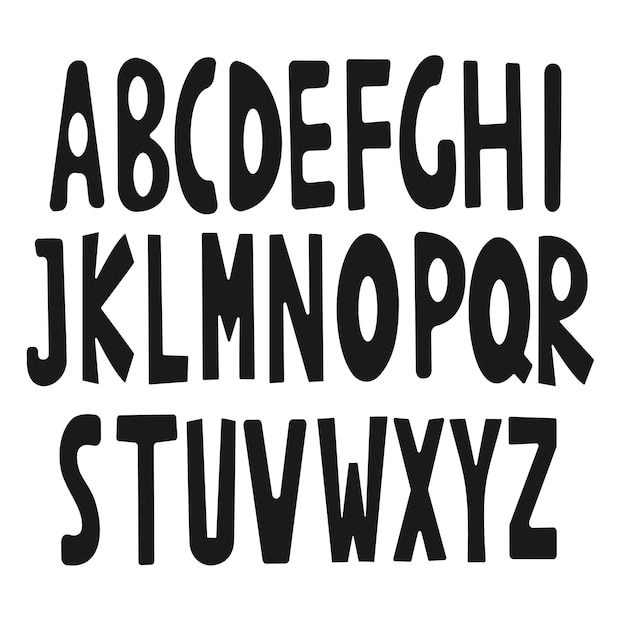 English Hand drawn letter set Comic style hand lettered alphabet