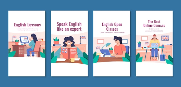 Vector english lessons template design