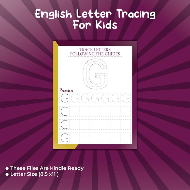 Vector english letter tracing for kids - g