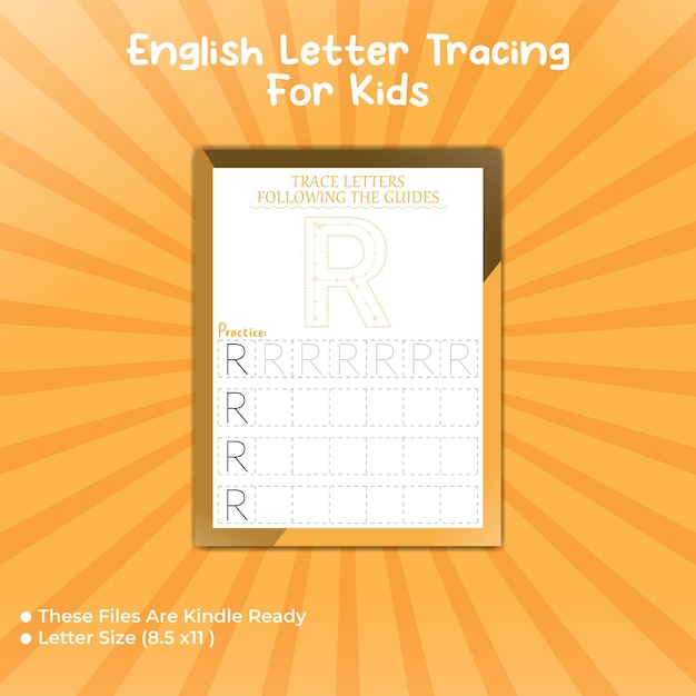 Vector english letter tracing for kids - r