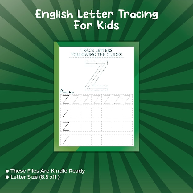 Vector english letter tracing for kids - z