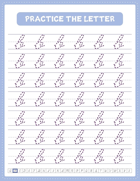 English Lowercase Cursive Letter Tracing Handwriting Worksheet And Arrow Direction Alphabet B