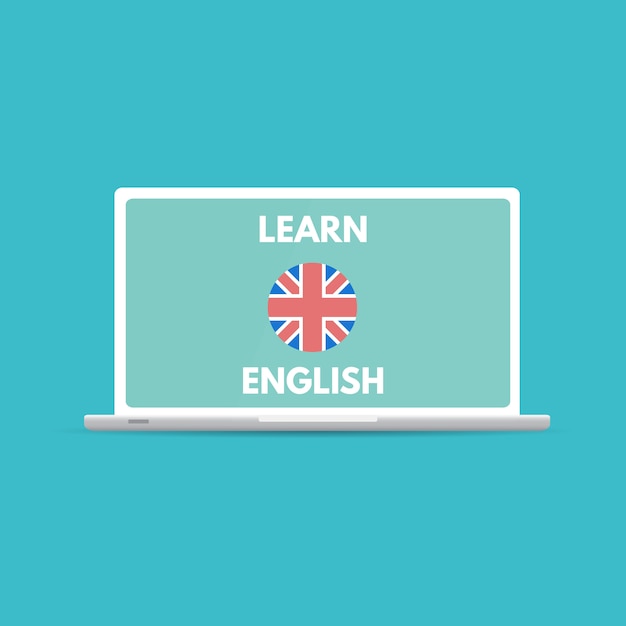 English online mobile learn concept, learning app.  illustration