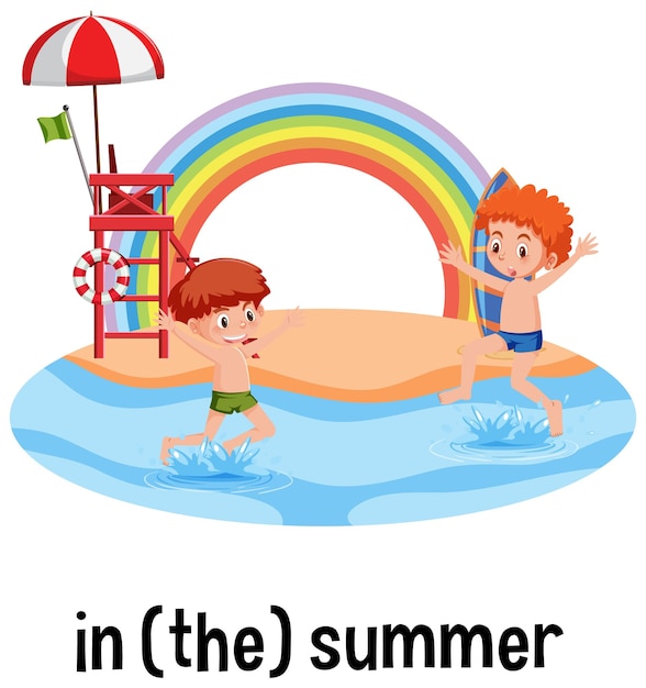 Vector english prepositions of time for children