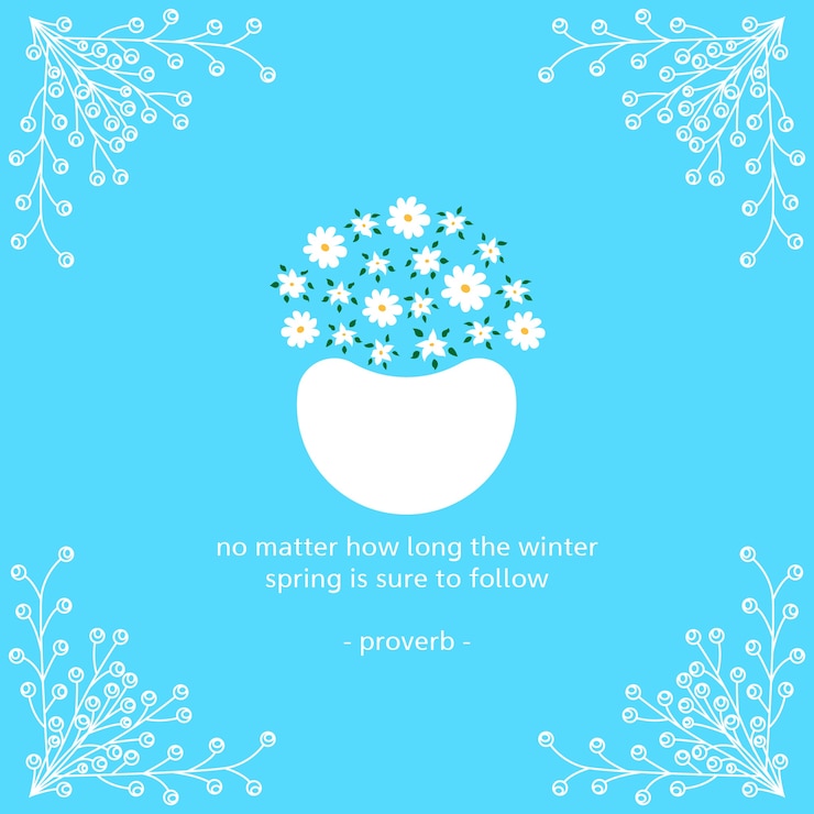 वेक्टर english proverb, self-reminder, white flower