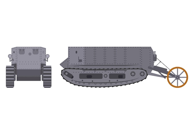 English tank of the first world war side view armored tank