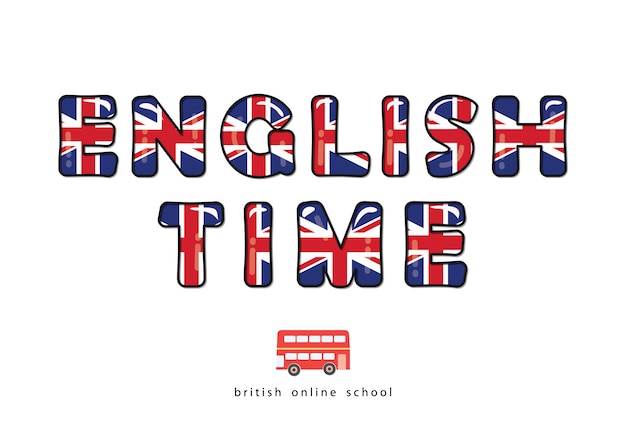 Vettore ora inglese. scuola di lingue online.