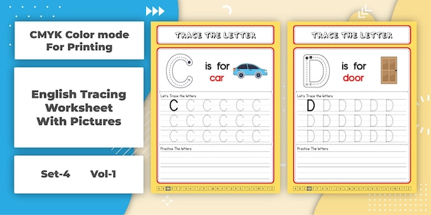 Vettore inglese tracing workbook con immagine per bambini s4v1 cd