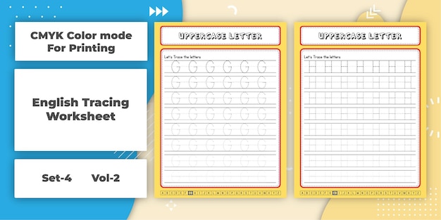 Vector english tracing worksheet for kids s4v2 g h