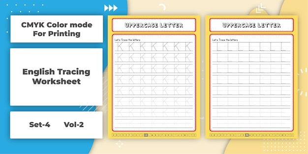 Vector english tracing worksheet for kids s4v2 k l