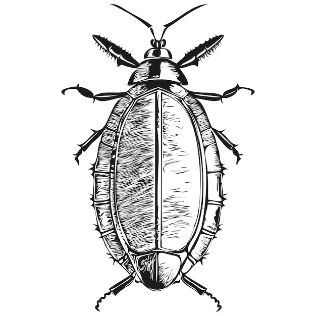 Вектор Выгравировать иллюстрацию таракана в винтажном стиле ручного рисования тараканов