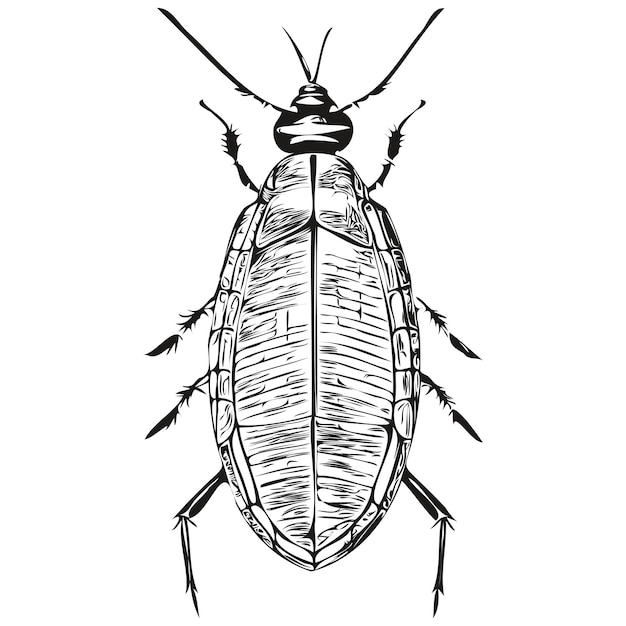 Incidere l'illustrazione dello scarafaggio negli scarafaggi in stile disegno a mano vintage