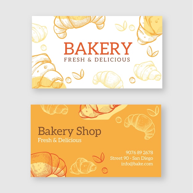 Engraving bakery shop horizontal business card