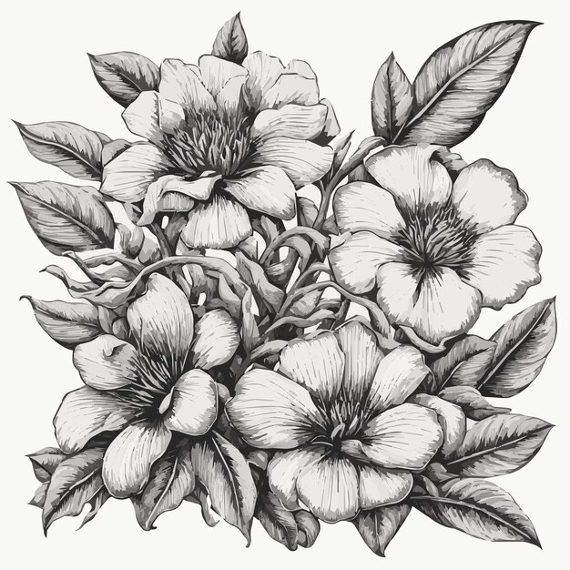 Vector engraving botanical floral vector illustration