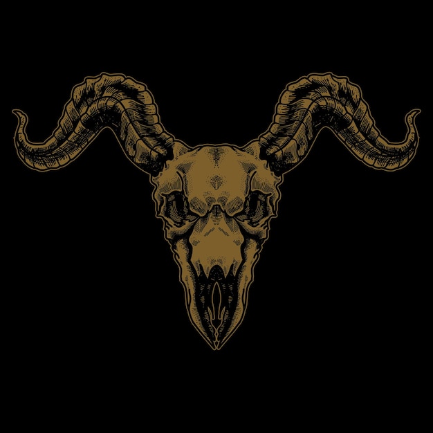 Vector engraving goat skull illustration