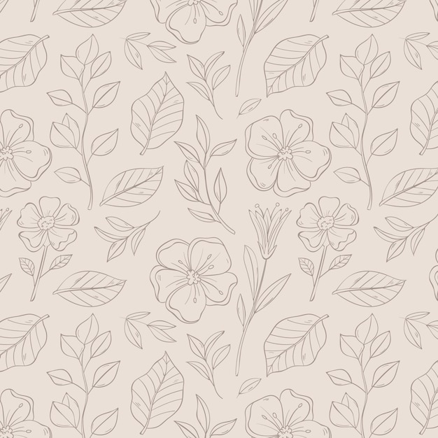 Engraving hand drawn botanical pattern design