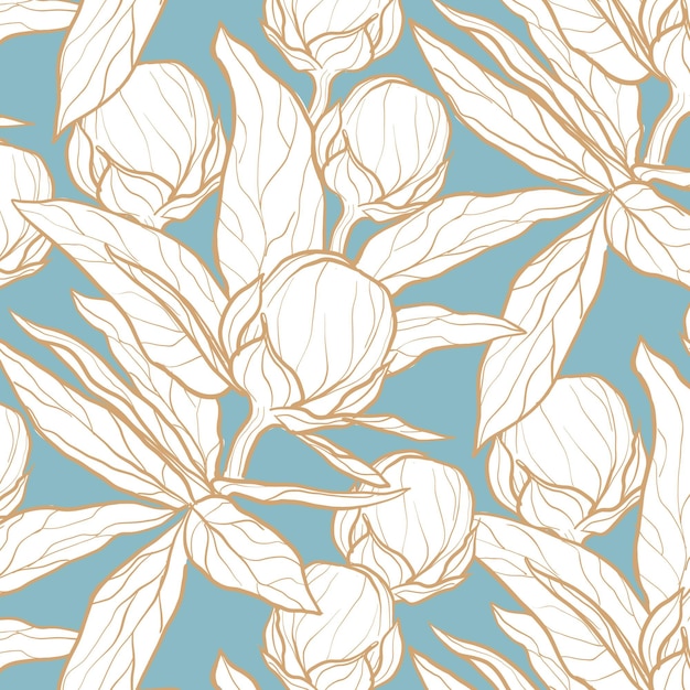 Vector engraving hand drawn botanical pattern