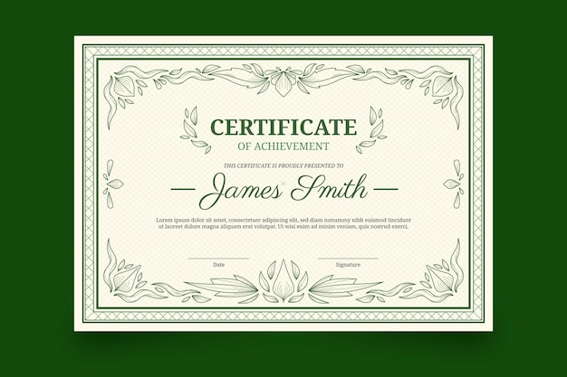 Vector engraving hand drawn certificate