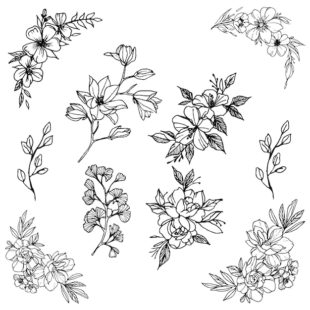 Vector engraving hand drawn floral background ethnic decorative elements ornamental vector