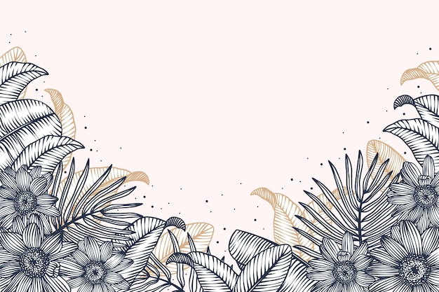 Vector engraving hand drawn floral background