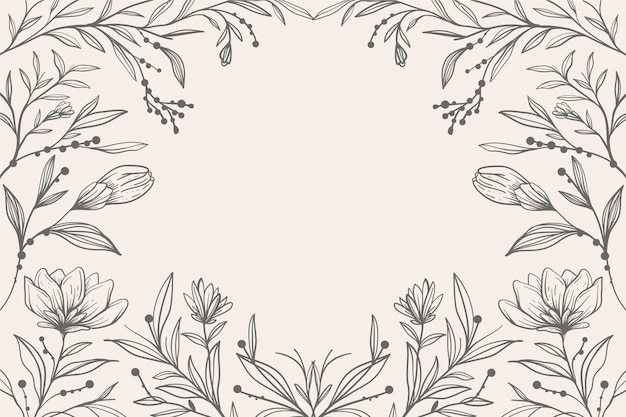 Vector engraving hand drawn floral background